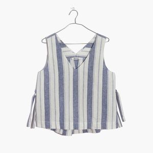 Madewell Linen Blend Side-tie Tank Top in Stripe